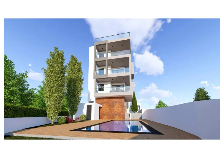 Novus by the Hill, the swimming pool and the building behind it